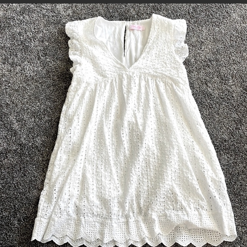Pink Lily Eyelet Romper Dress